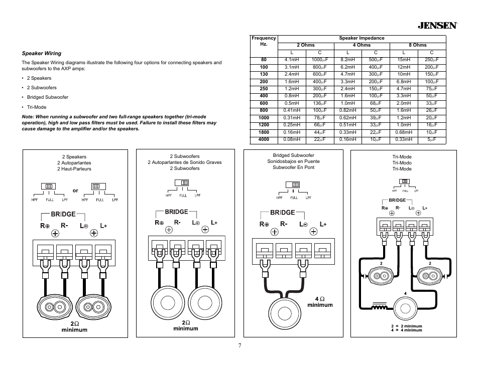 Wiring (continued), Speaker wiring, A34xp & a46xp | Audiovox A34XP User Manual | Page 7 / 13