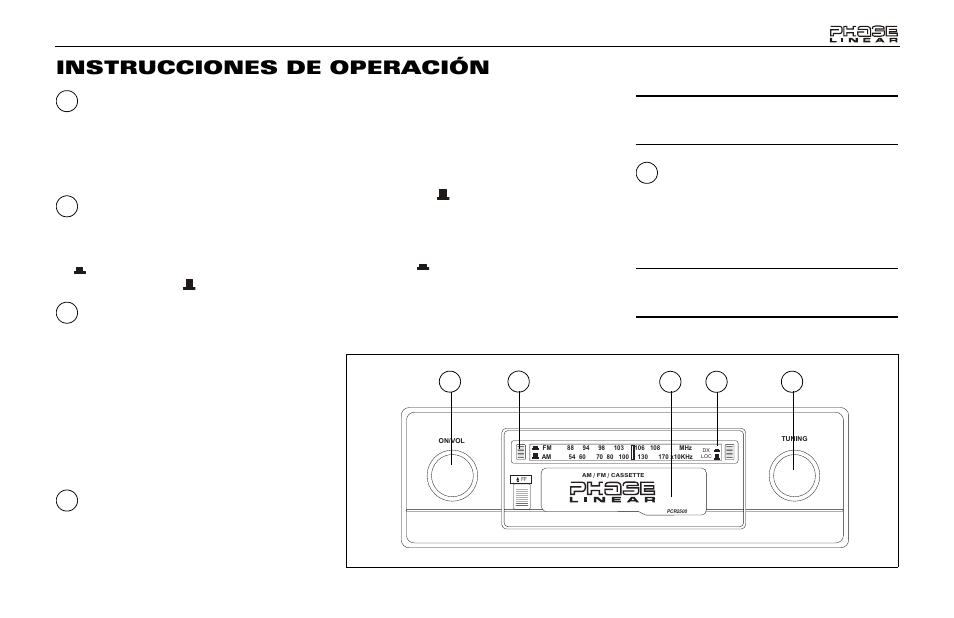 Instrucciones de operación | Audiovox PCR2500 User Manual | Page 13 / 24