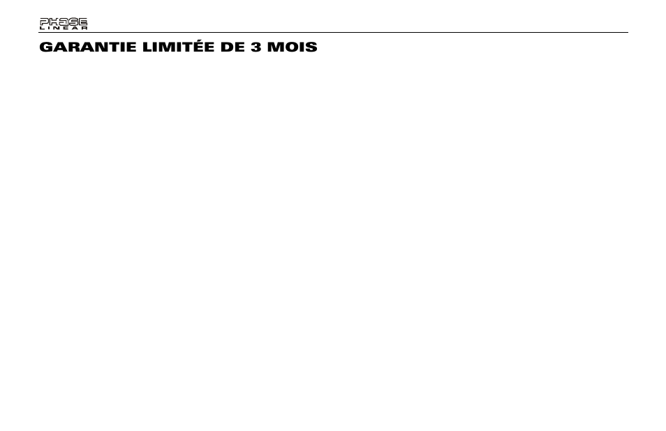 Garantie limitée de 3 mois | Audiovox PCR2500 User Manual | Page 24 / 24