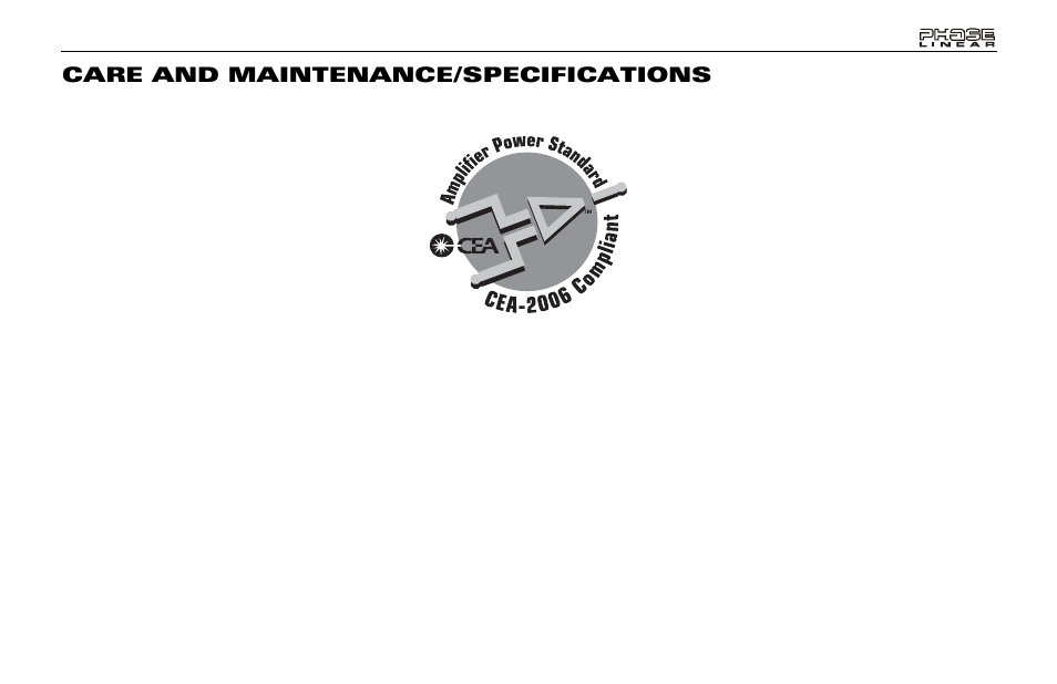 Care and maintenance/specifications | Audiovox PCR2500 User Manual | Page 7 / 24
