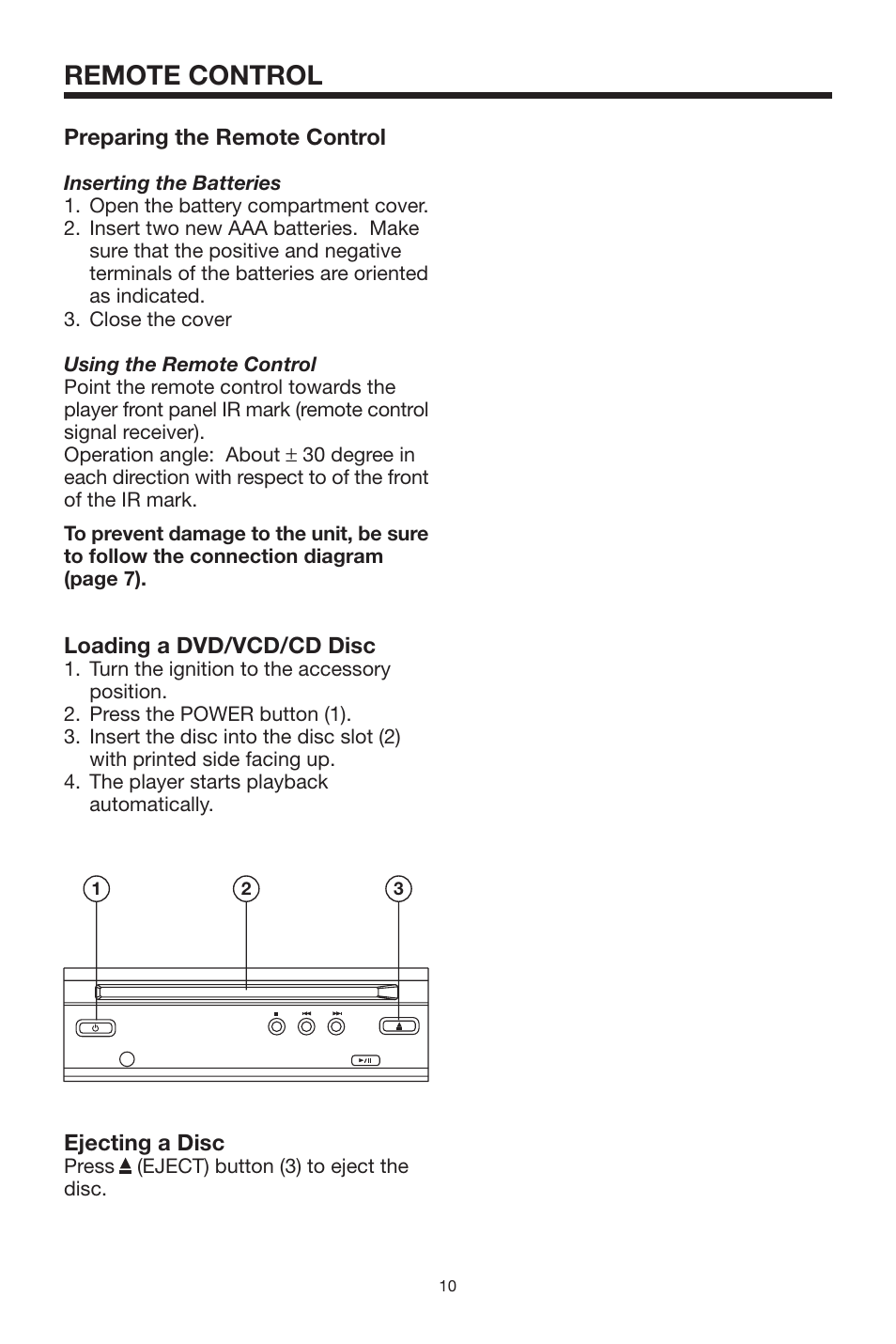 Remote control | Audiovox MMDV2 User Manual | Page 10 / 22