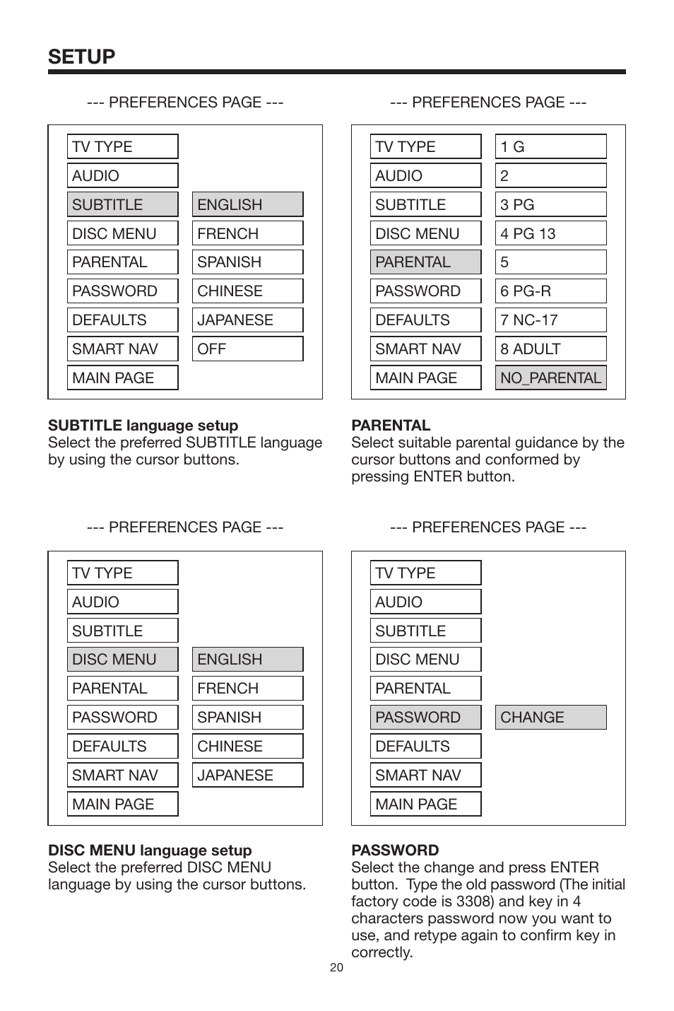 Setup | Audiovox MMDV2 User Manual | Page 20 / 22