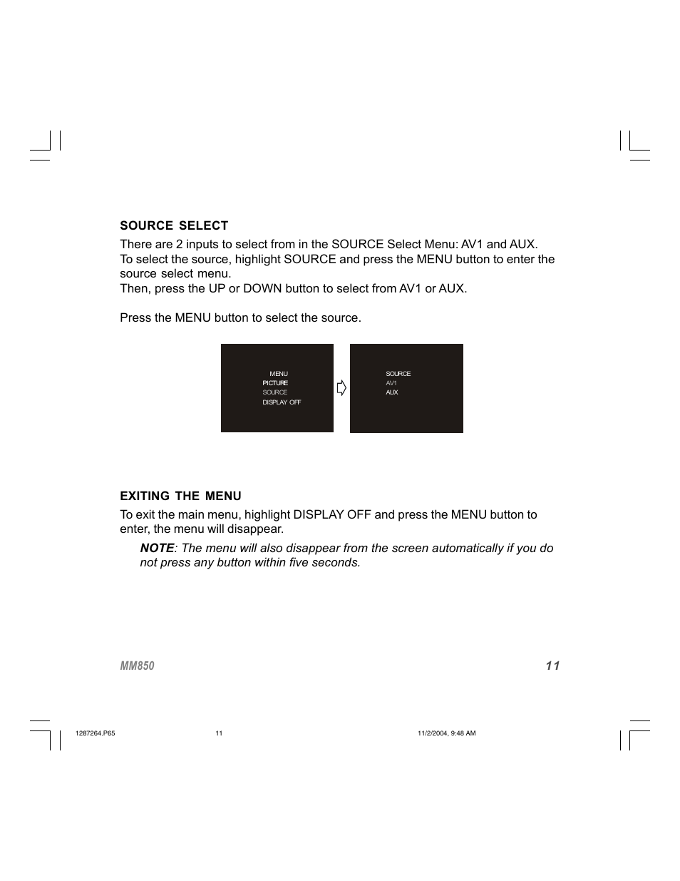 Audiovox MM850 User Manual | Page 11 / 16