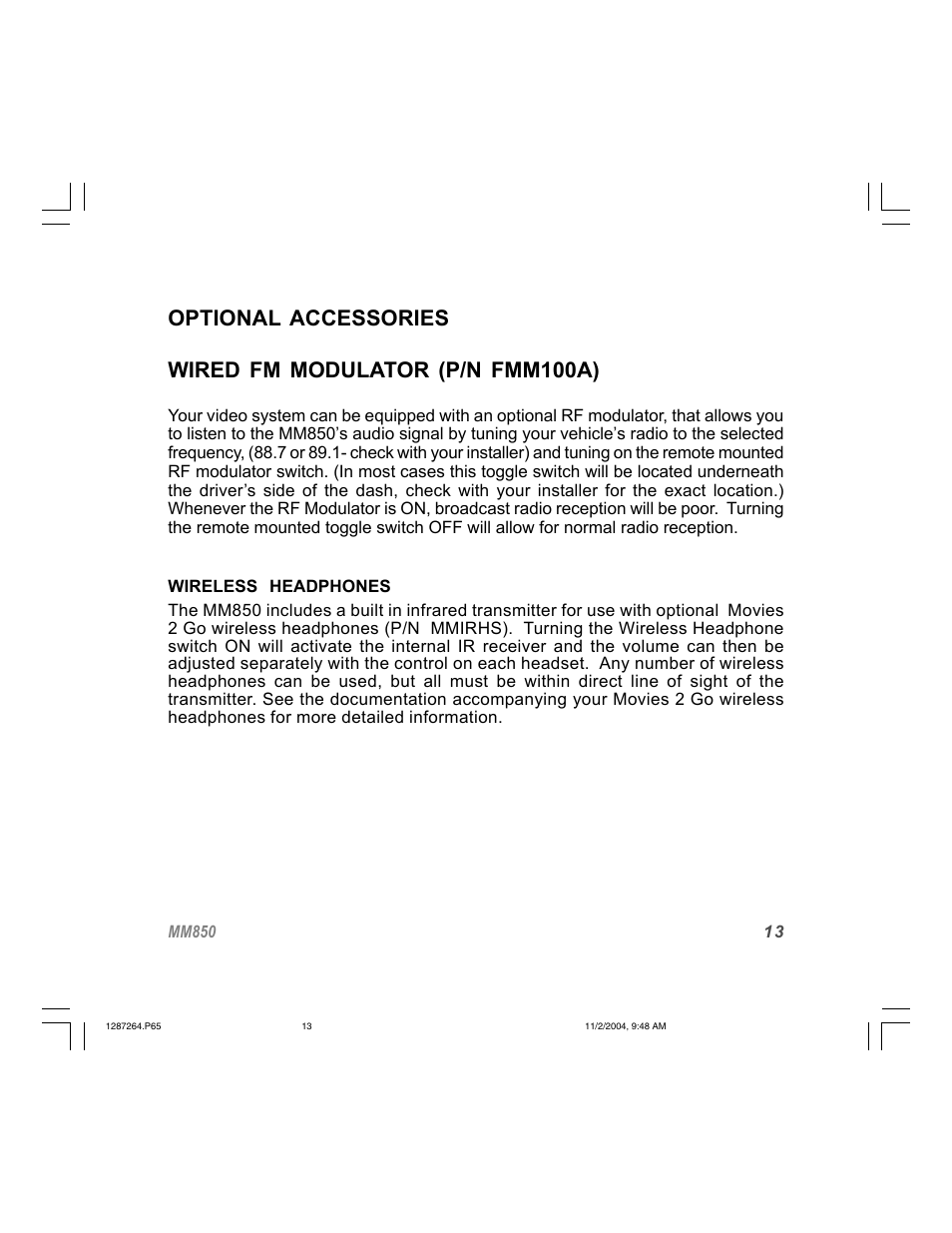 Audiovox MM850 User Manual | Page 13 / 16