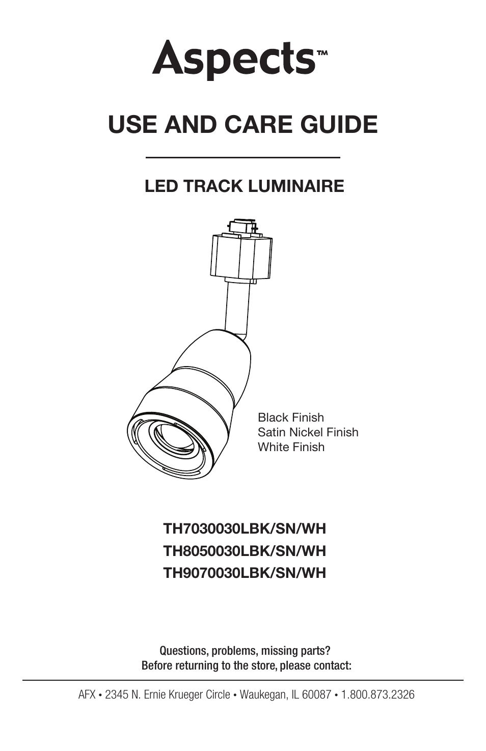 AFX TH7030030LBK User Manual | 8 pages