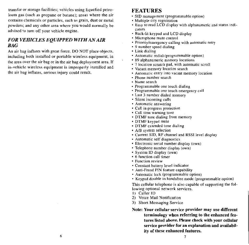 For vehicles equipped with an air bag, Features | Audiovox MVX507 User Manual | Page 5 / 29