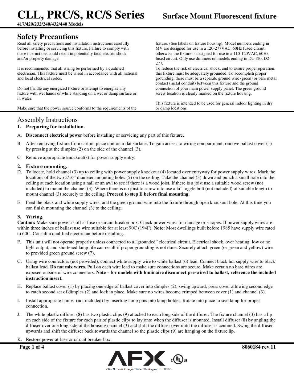AFX RC232R8 User Manual | 4 pages