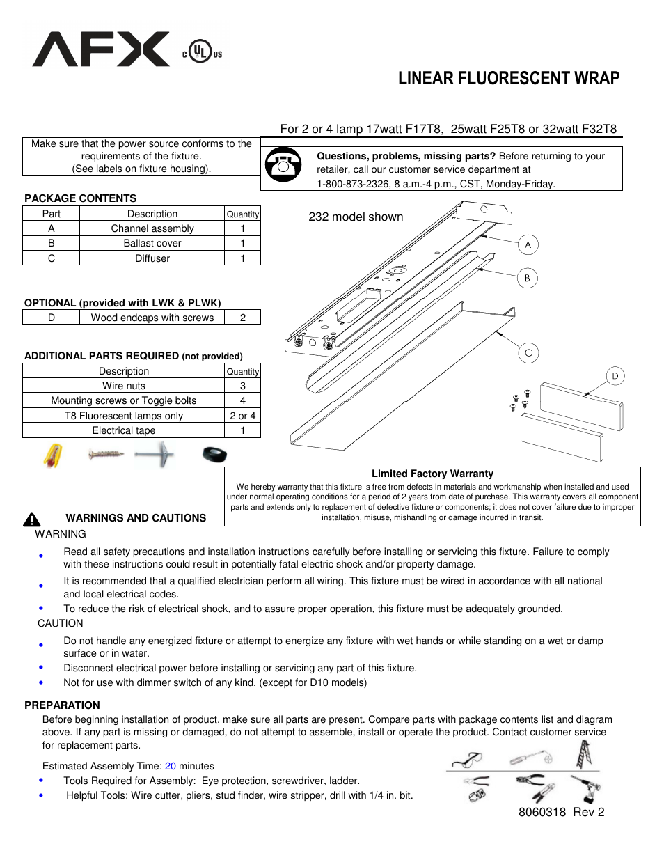 AFX LW217WAR8 User Manual | 2 pages