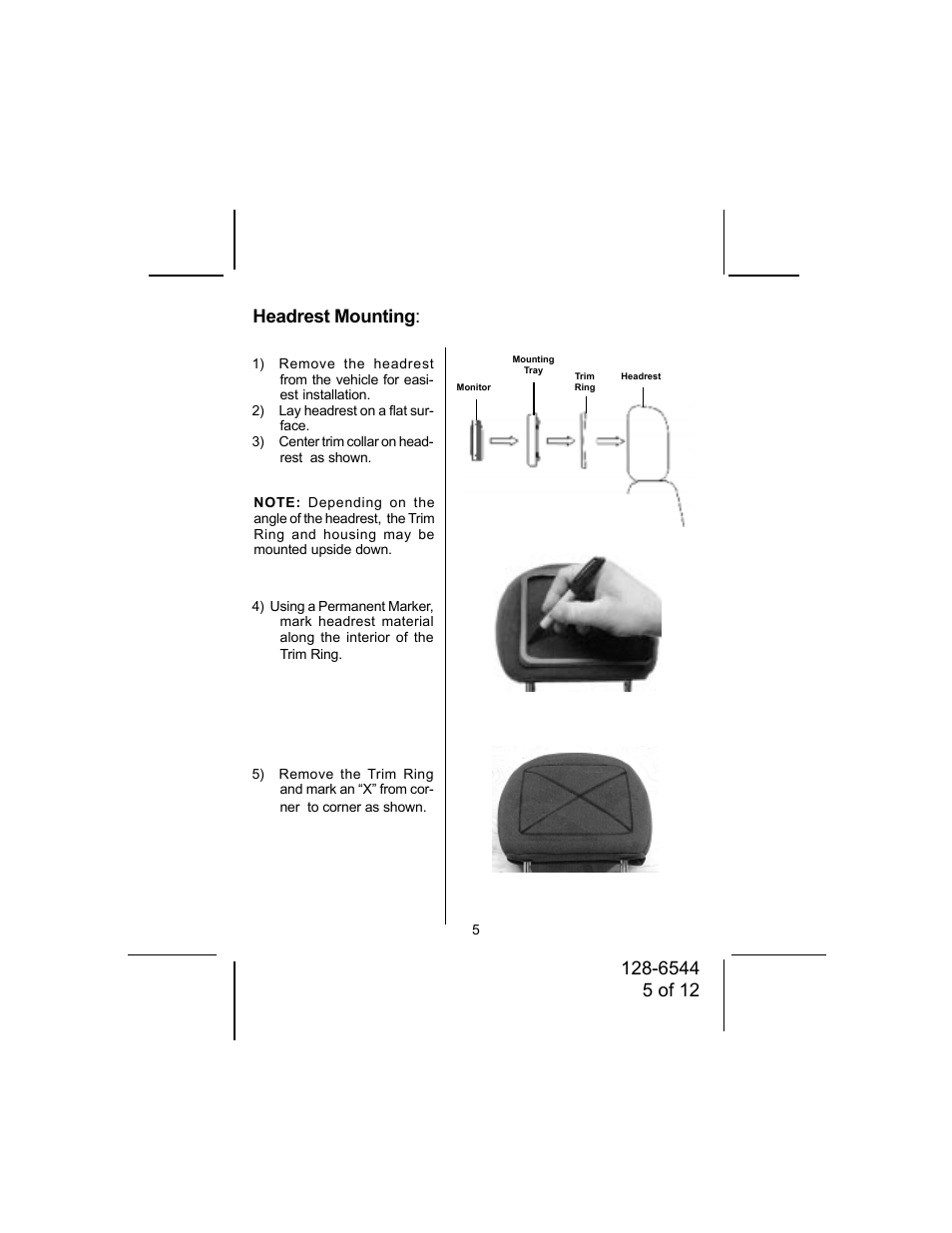 Headrest mounting | Audiovox MM56A User Manual | Page 5 / 12