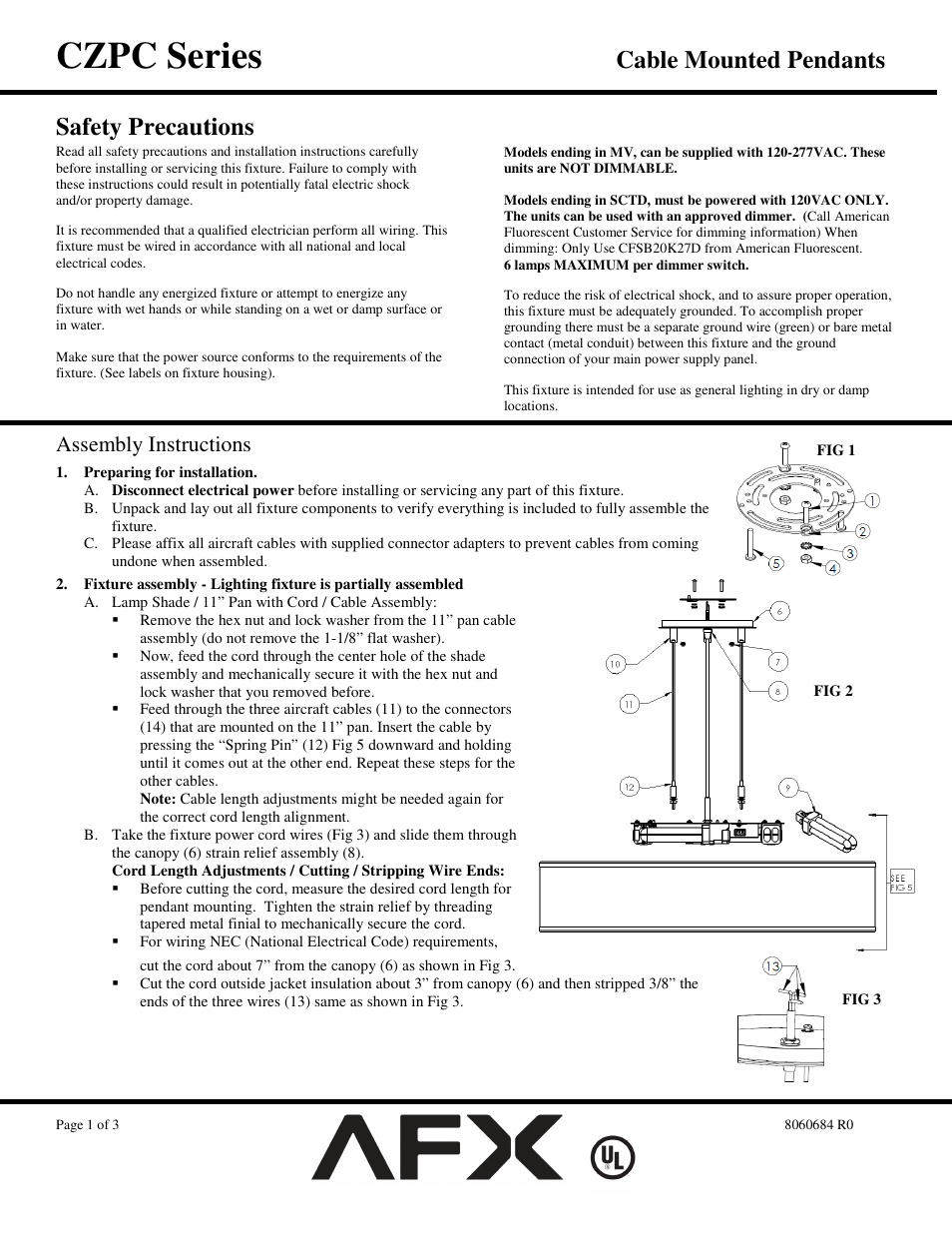 AFX CZPC425KBSCTD-WHWH User Manual | 3 pages