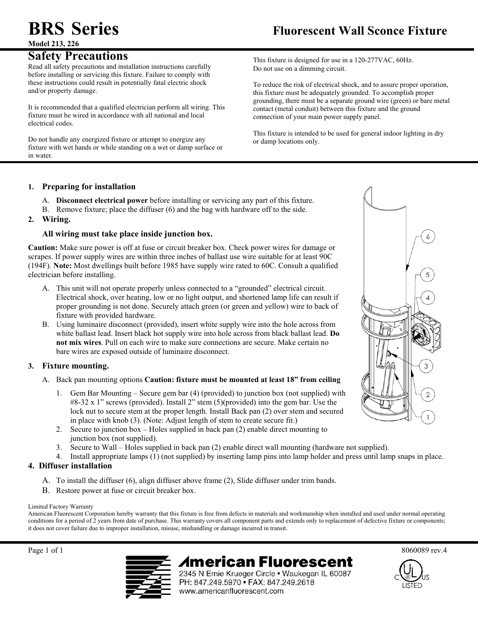 AFX BRS0718226QMVSN User Manual | 1 page