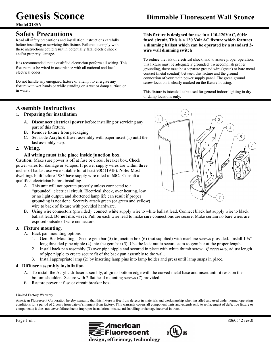 AFX GNS218SNMVWW User Manual | 1 page