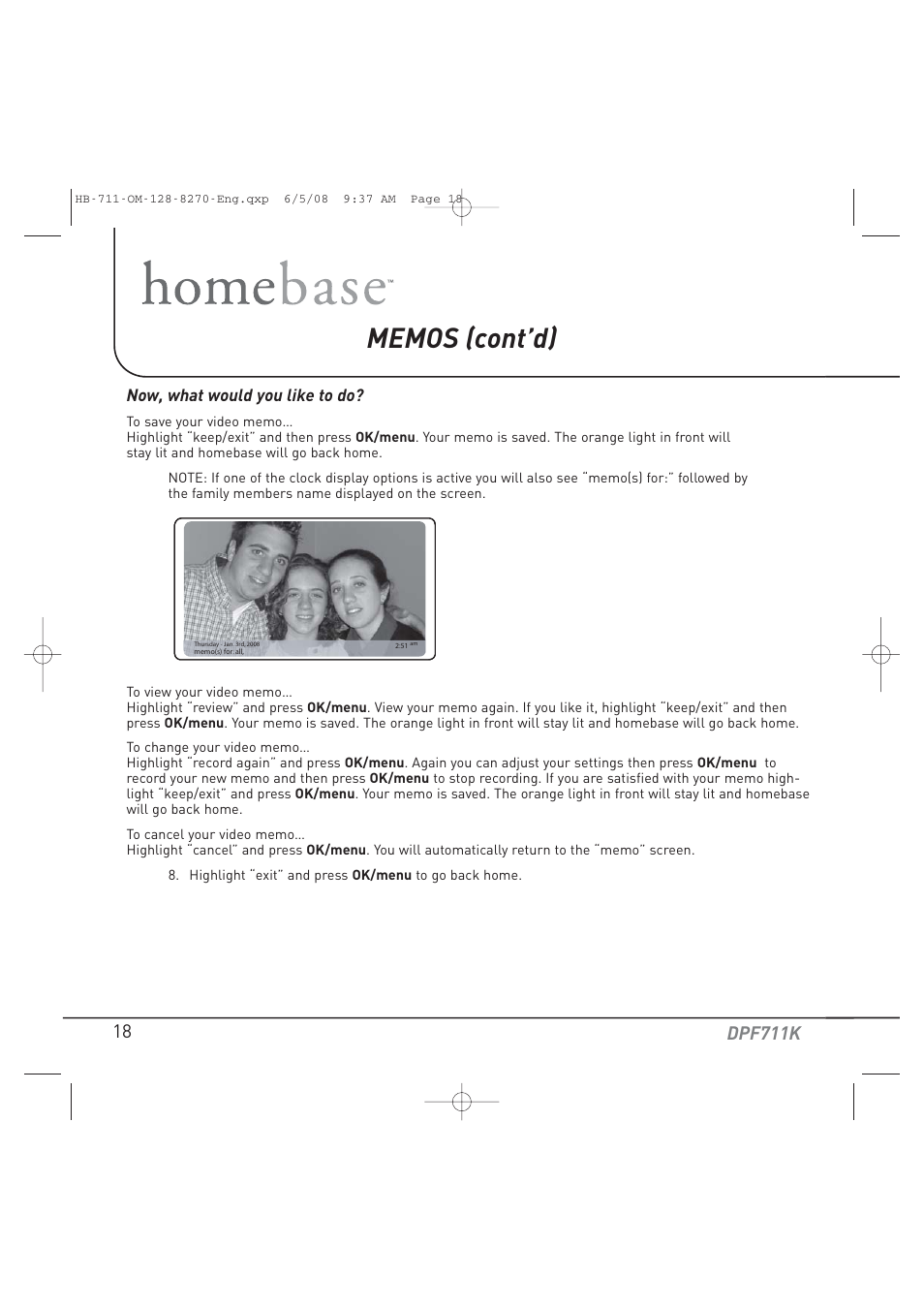 Dpf711k | Audiovox HOME BASE DPF711K User Manual | Page 18 / 44