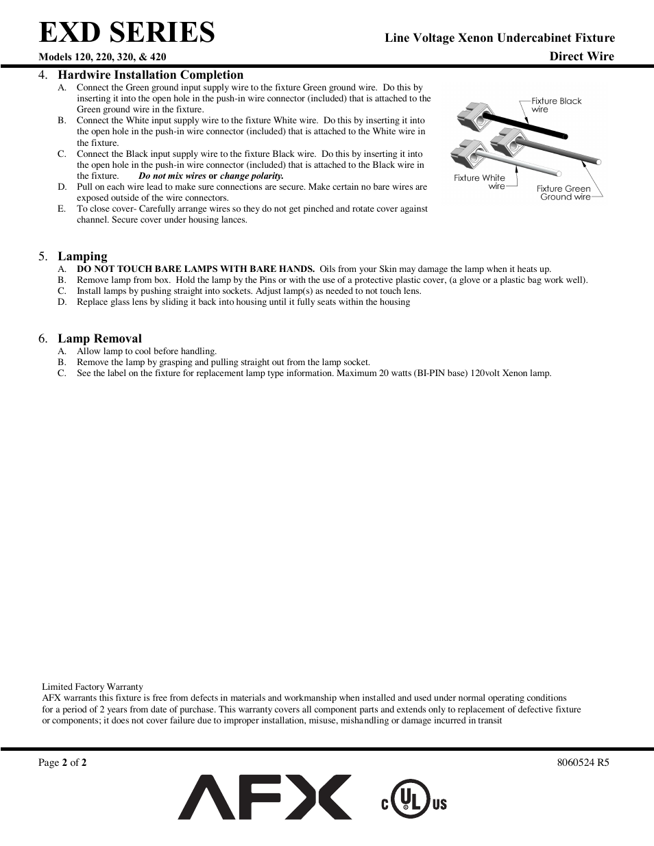 Exd series | AFX EXD220WH User Manual | Page 2 / 2