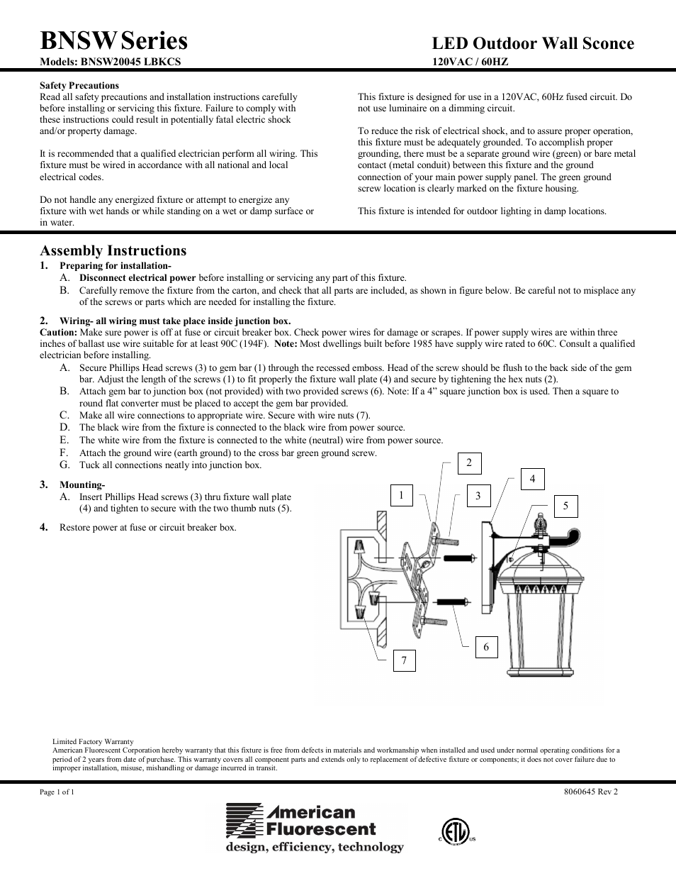 AFX BNSW20045LBKCS User Manual | 1 page