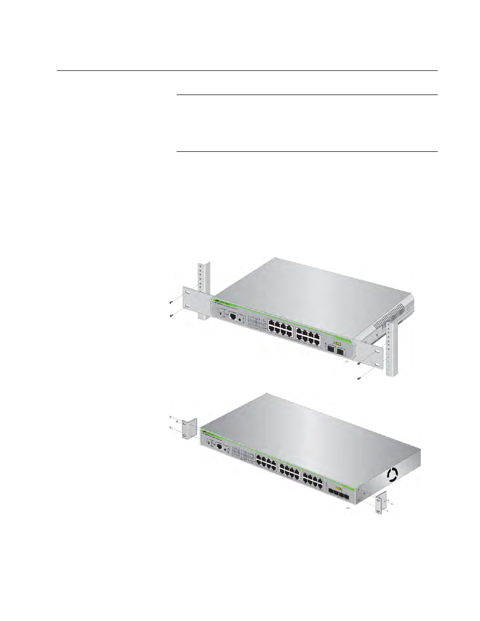 Installing the switch in an equipment rack | Allied Telesis AT-GS924M User Manual | Page 41 / 54
