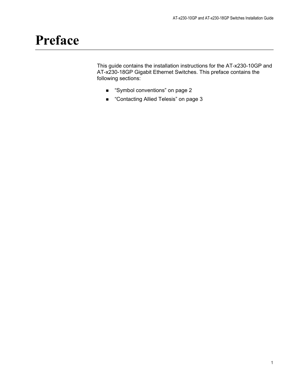 Preface | Allied Telesis AT-x230-18GP User Manual | Page 11 / 80