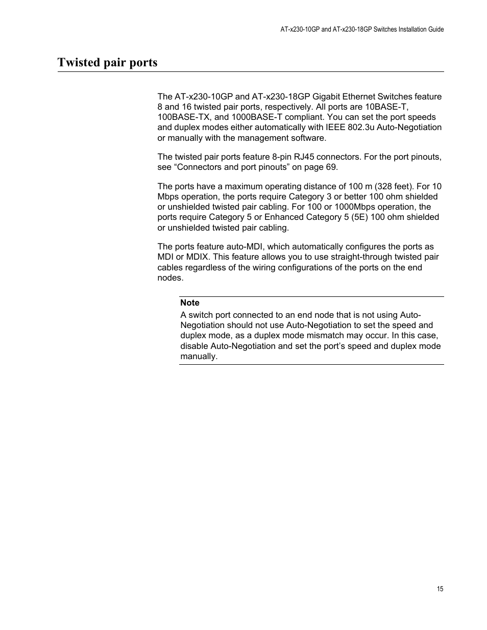 Twisted pair ports | Allied Telesis AT-x230-18GP User Manual | Page 25 / 80