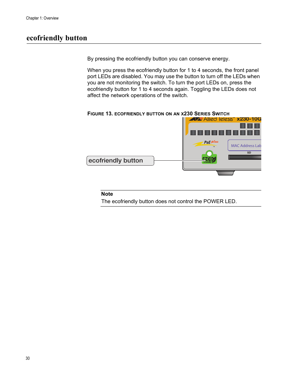 Ecofriendly button | Allied Telesis AT-x230-18GP User Manual | Page 40 / 80