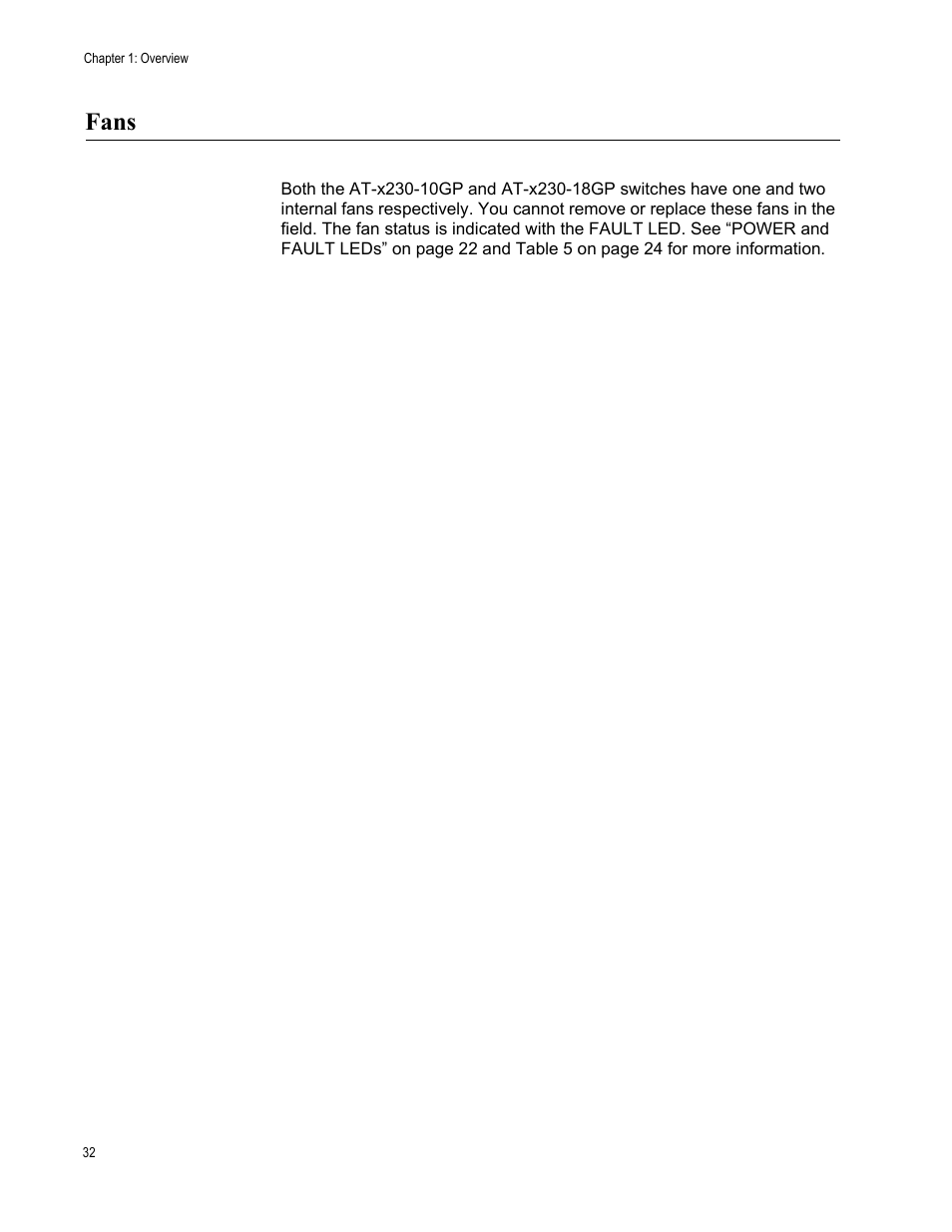 Fans | Allied Telesis AT-x230-18GP User Manual | Page 42 / 80