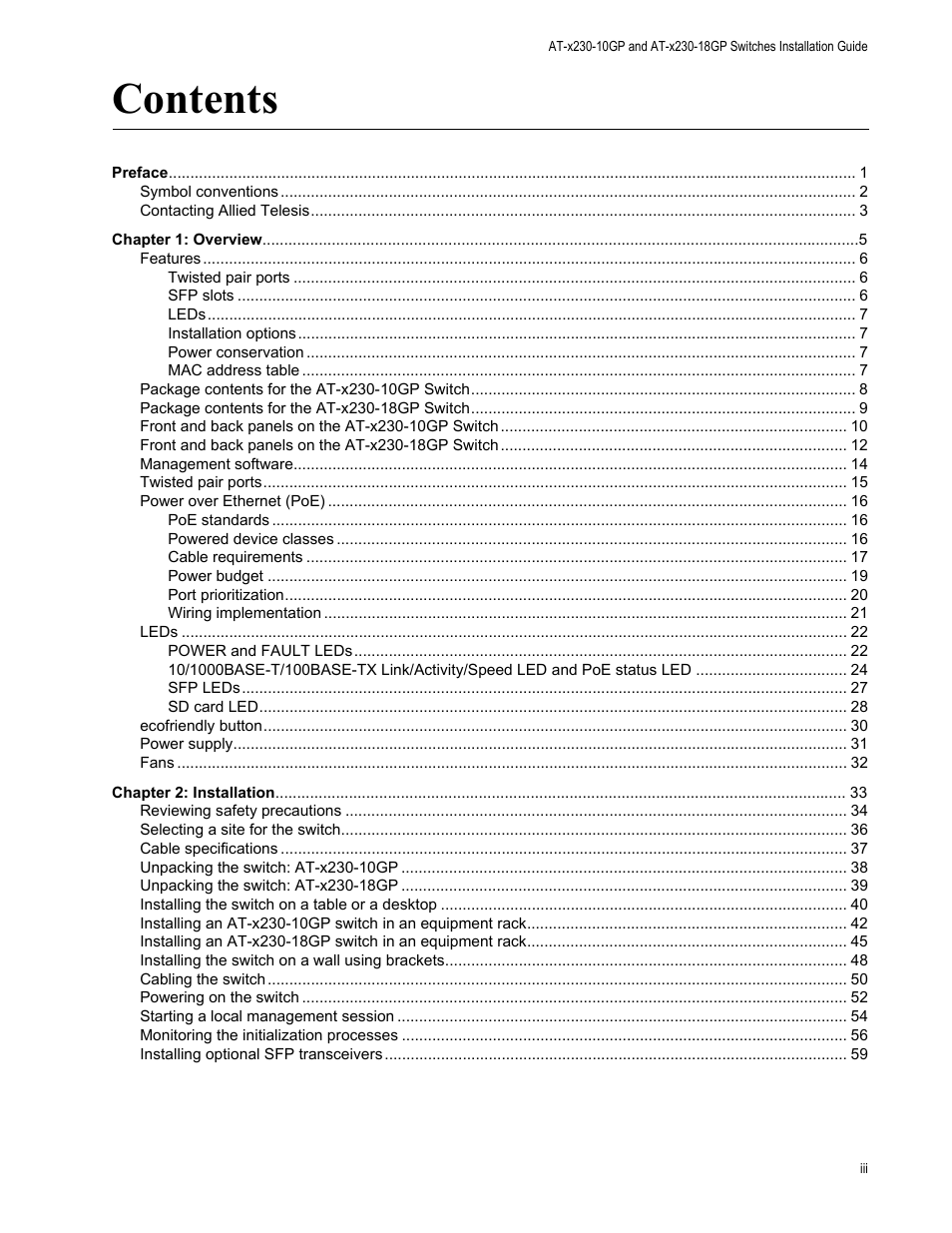 Allied Telesis AT-x230-18GP User Manual | Page 5 / 80