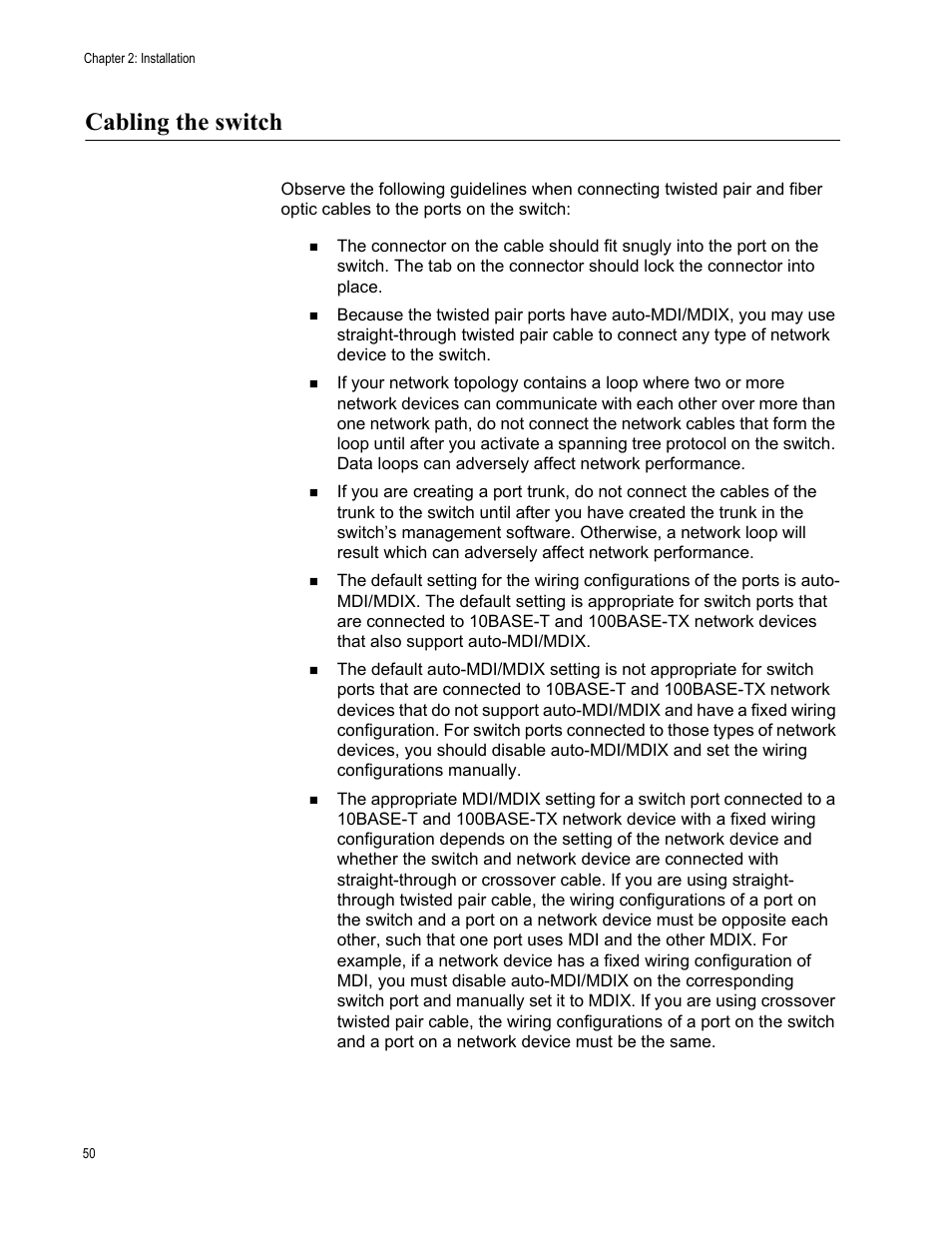 Cabling the switch | Allied Telesis AT-x230-18GP User Manual | Page 60 / 80