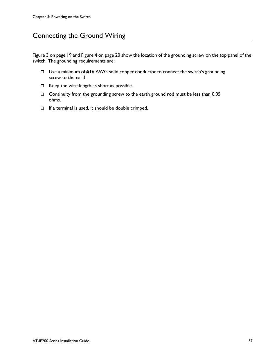 Connecting the ground wiring | Allied Telesis IE200 Series User Manual | Page 57 / 70