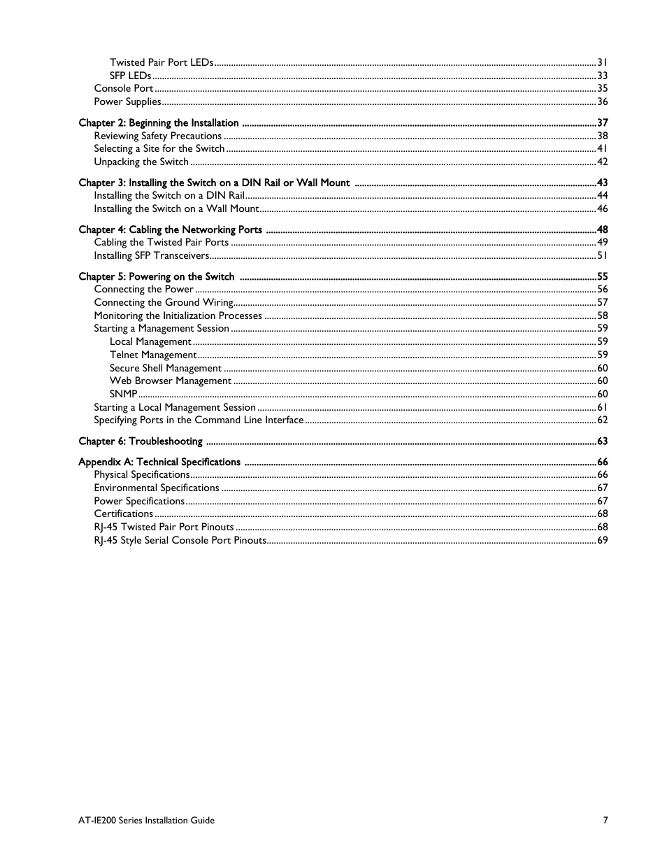 Allied Telesis IE200 Series User Manual | Page 7 / 70