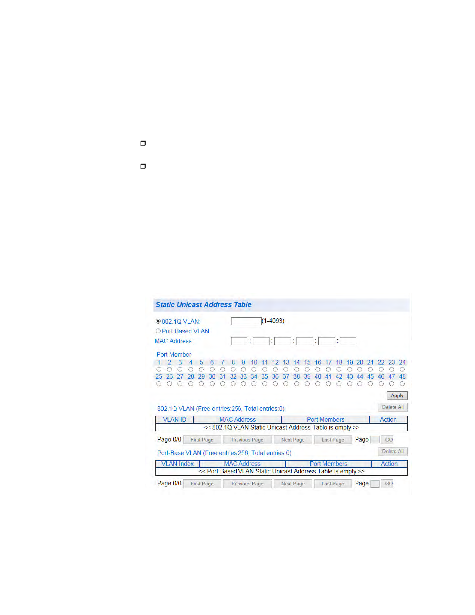 Static unicast mac address configuration | Allied Telesis AT-GS950/48 User Manual | Page 132 / 410