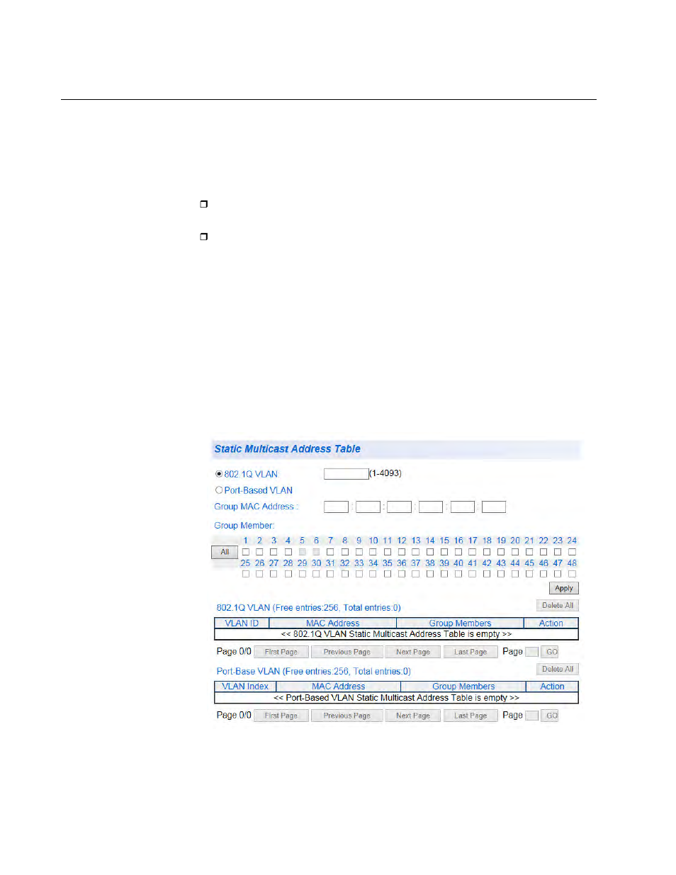 Static multicast address configuration | Allied Telesis AT-GS950/48 User Manual | Page 136 / 410