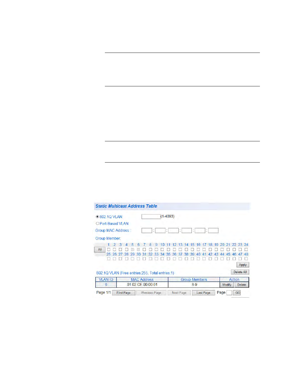 Static multicast address table example | Allied Telesis AT-GS950/48 User Manual | Page 137 / 410
