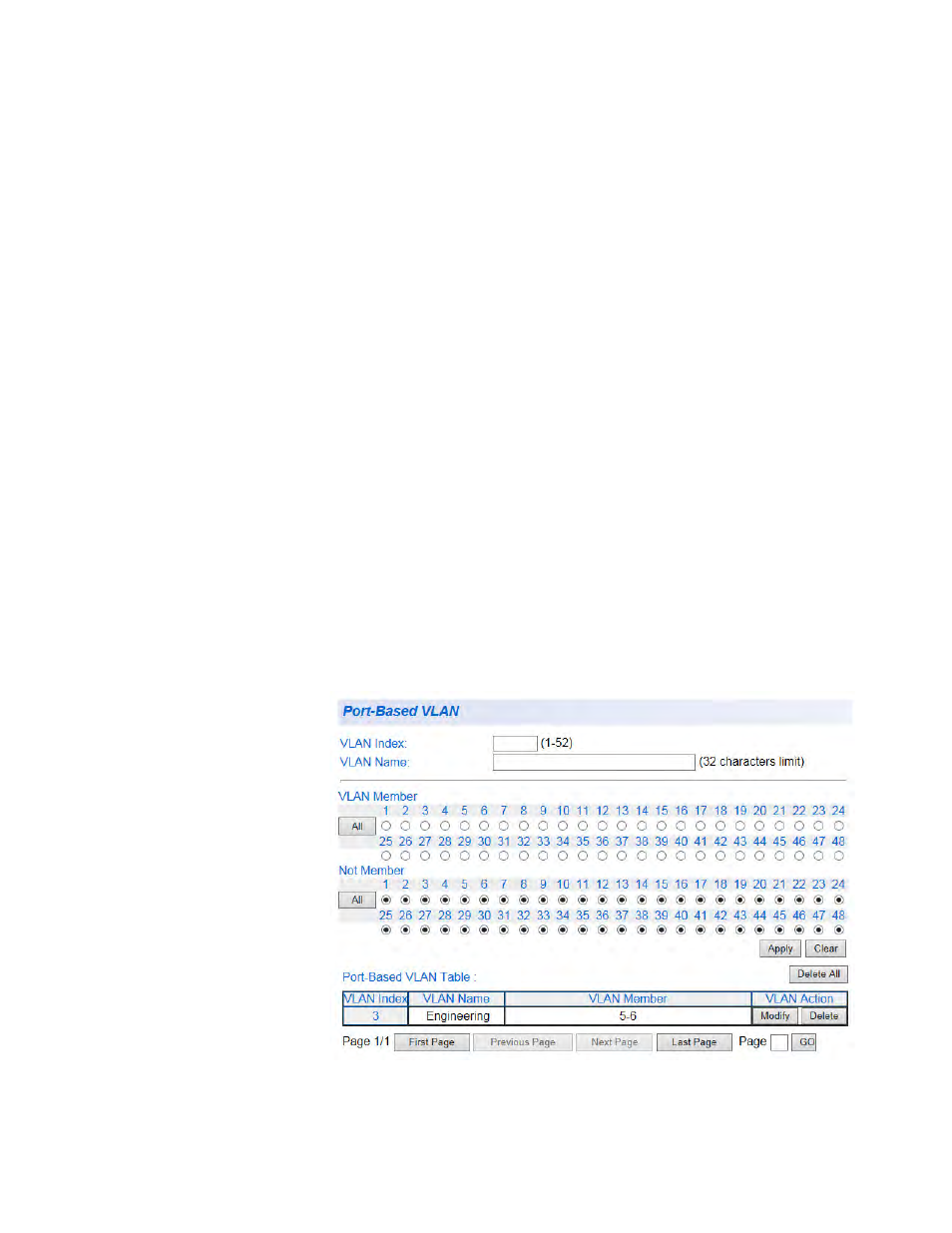 Modify a port- based vlan, Modify a port-based vlan | Allied Telesis AT-GS950/48 User Manual | Page 175 / 410