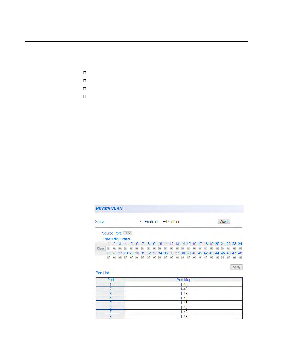Private vlan configuration, Enable or disable private vlan | Allied Telesis AT-GS950/48 User Manual | Page 180 / 410