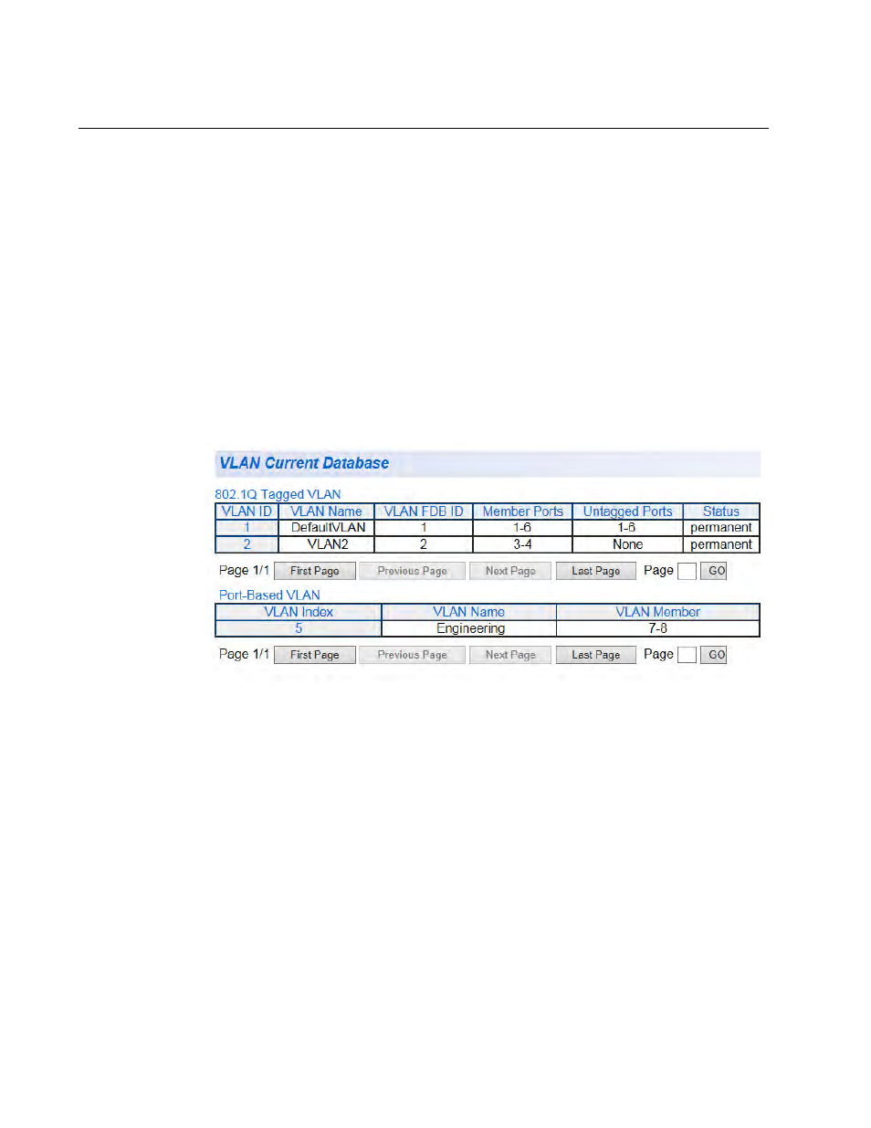 View current vlan database | Allied Telesis AT-GS950/48 User Manual | Page 184 / 410