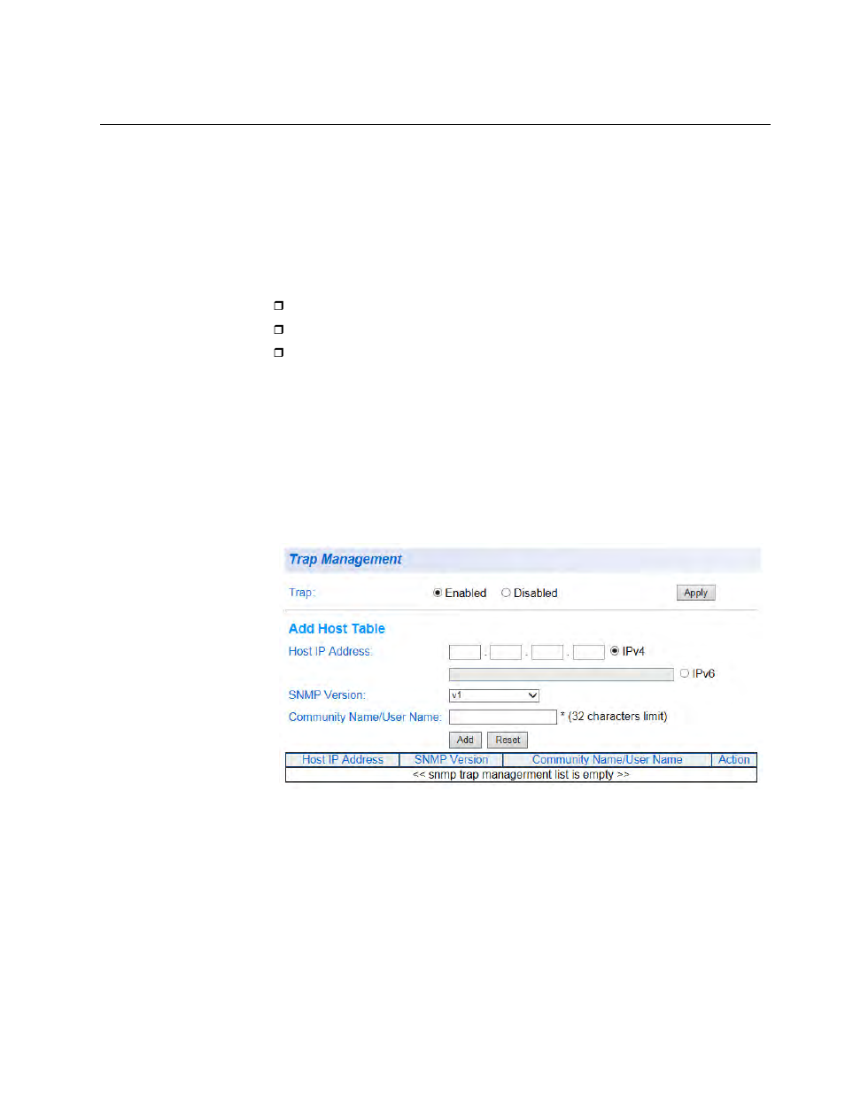 Snmp traps, Create trap host table entry | Allied Telesis AT-GS950/48 User Manual | Page 221 / 410