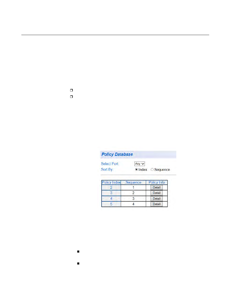 Policy database, Display policy sequence | Allied Telesis AT-GS950/48 User Manual | Page 256 / 410