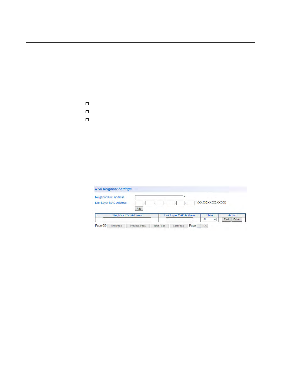 Ipv6 neighbor configuration, Create an ipv6 neighbor list | Allied Telesis AT-GS950/48 User Manual | Page 36 / 410