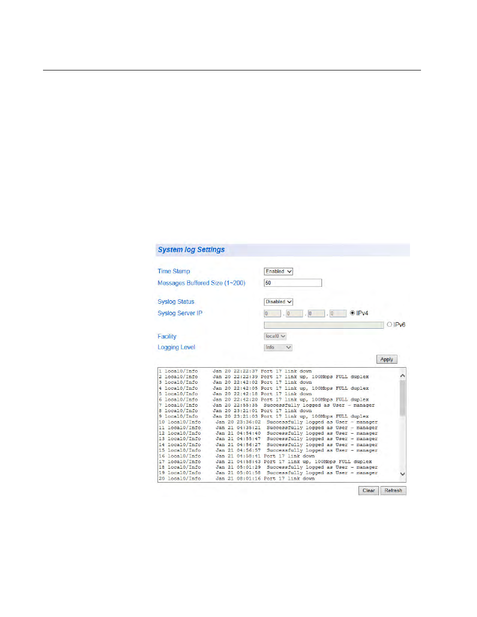 System log configuration | Allied Telesis AT-GS950/48 User Manual | Page 60 / 410