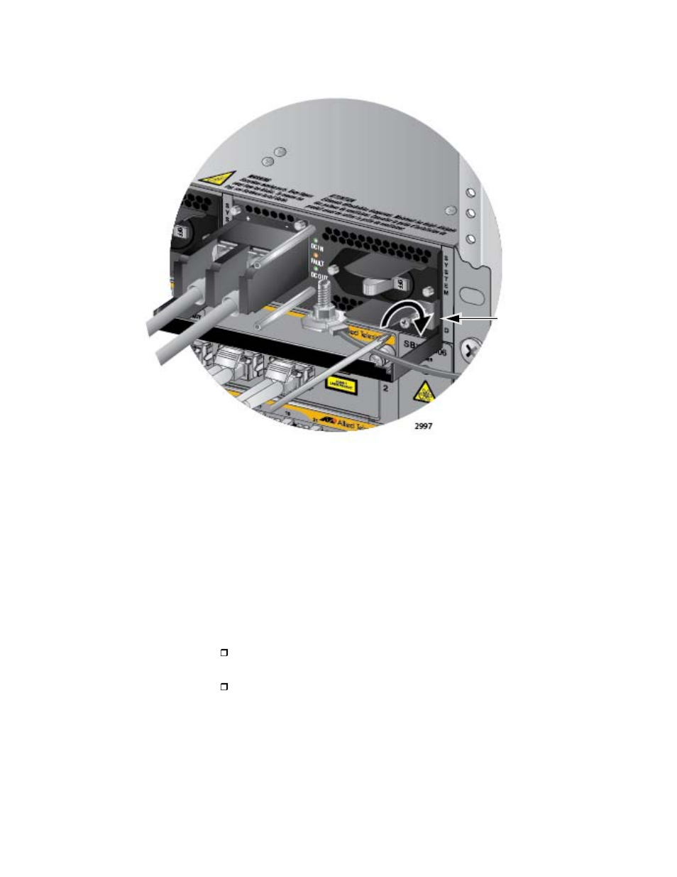 Figure 144: tightening the handle locking screw | Allied Telesis AT-SBx81CFC960 User Manual | Page 200 / 322
