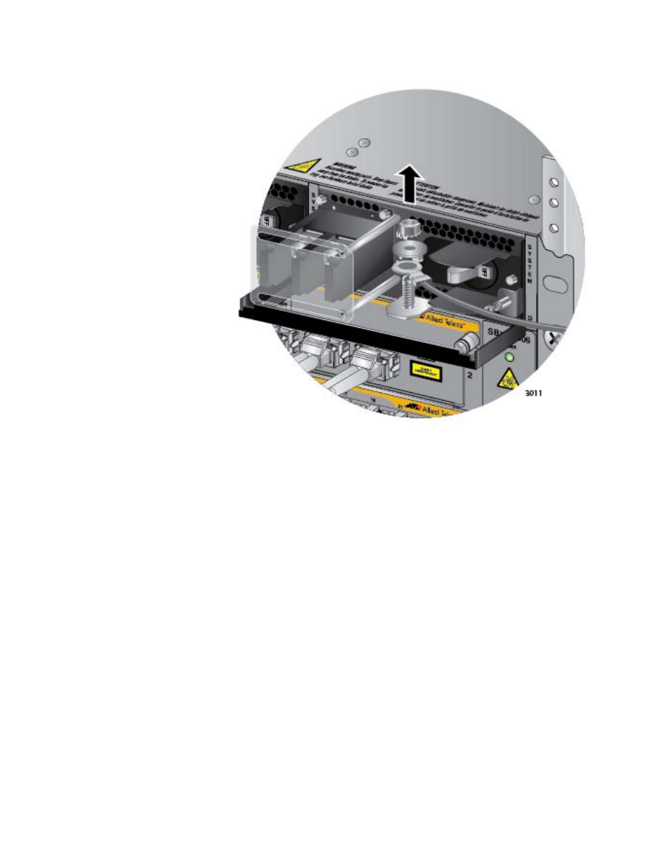 Figure 164: removing the grounding wire | Allied Telesis AT-SBx81CFC960 User Manual | Page 243 / 322