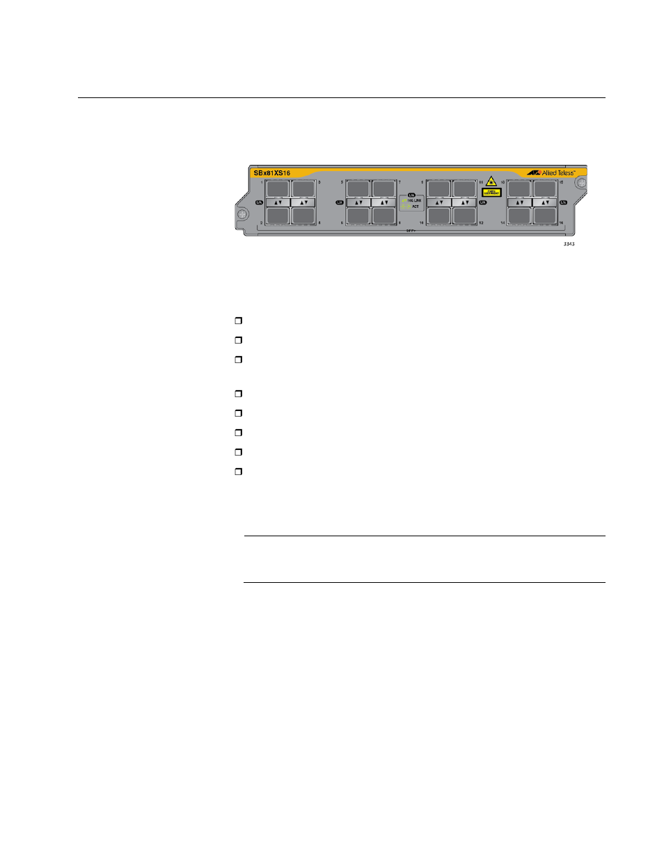 At-sbx81xs16 sfp+ line card, Leds, Figure 26: at-sbx81xs16 line card | Allied Telesis AT-SBx81CFC960 User Manual | Page 51 / 322
