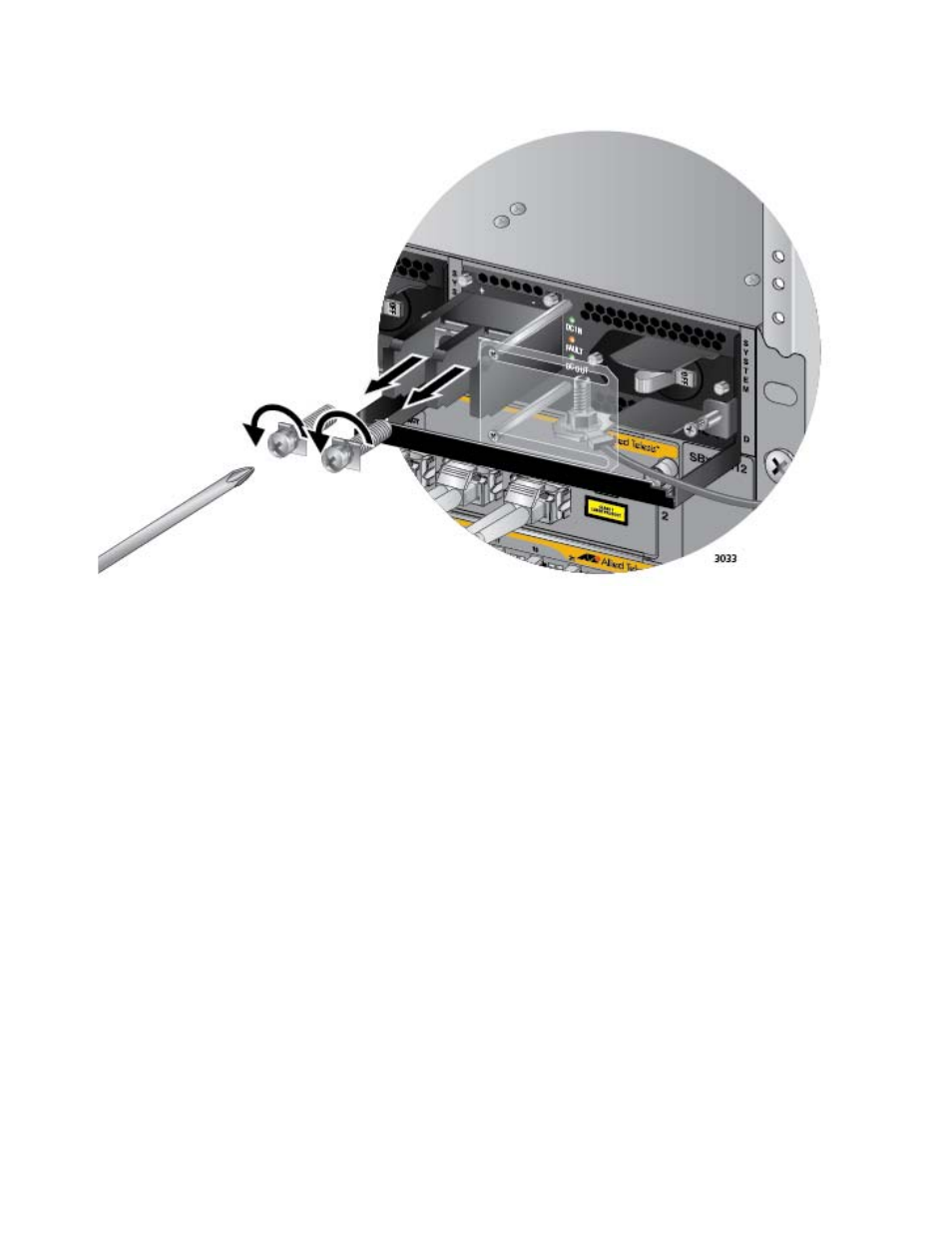 Figure 129: removing the terminal screws | Allied Telesis AT-SBx81CFC960 User Manual | Page 188 / 322