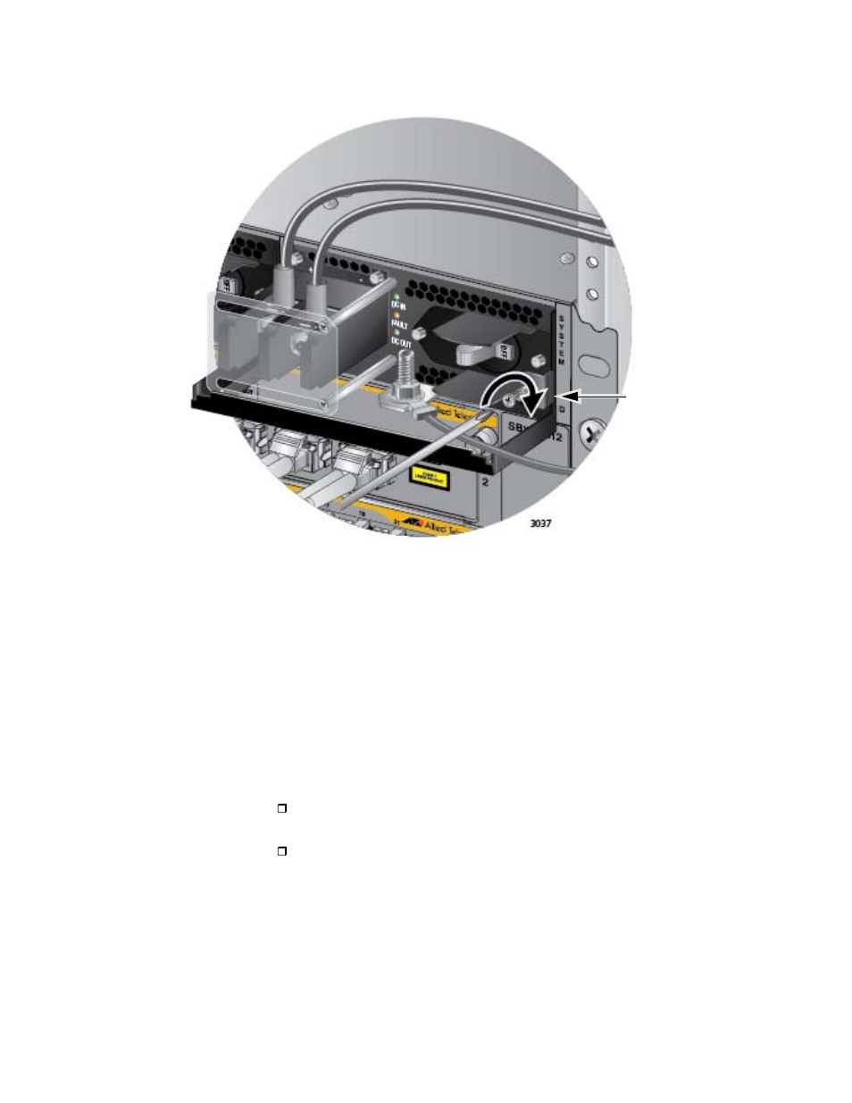 Figure 133: tightening the handle locking screw | Allied Telesis AT-SBx81CFC960 User Manual | Page 192 / 322
