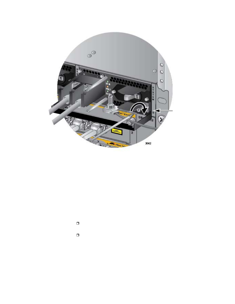Figure 140: tightening the handle locking screw | Allied Telesis AT-SBx81CFC960 User Manual | Page 198 / 322