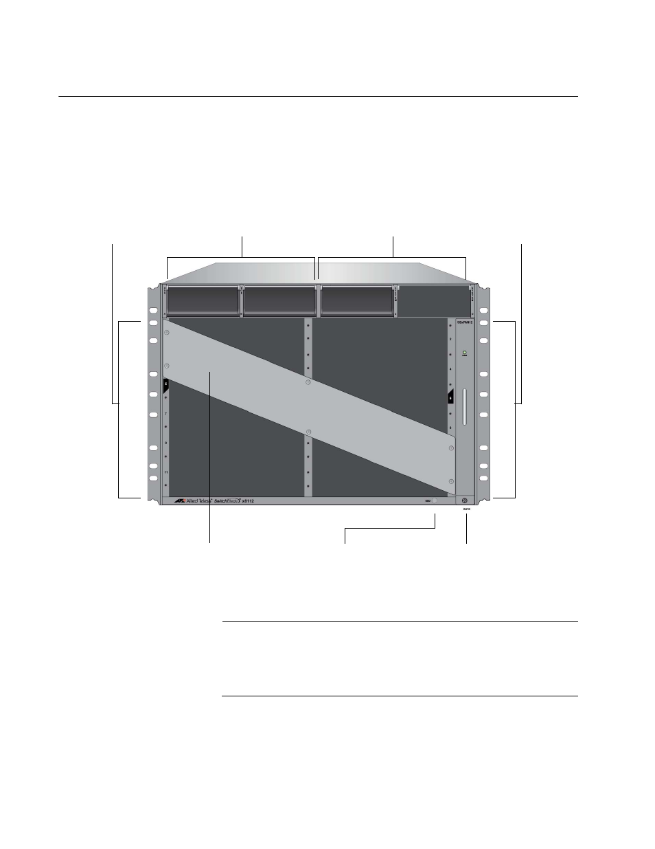 At-sbx8112 chassis, Figure 4: front view of the at-sbx8112 chassis | Allied Telesis AT-SBx81CFC960 User Manual | Page 24 / 322