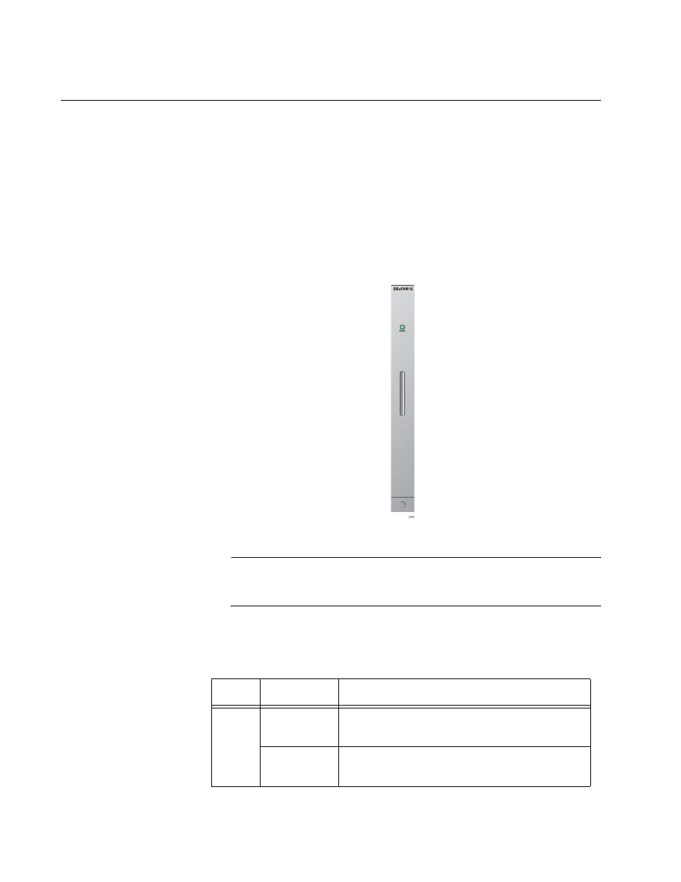 At-sbxfan12 module, Figure 12: at-sbxfan12 module, Table 4. at-sbxfan12 module led | Allied Telesis AT-SBx81CFC960 User Manual | Page 34 / 322