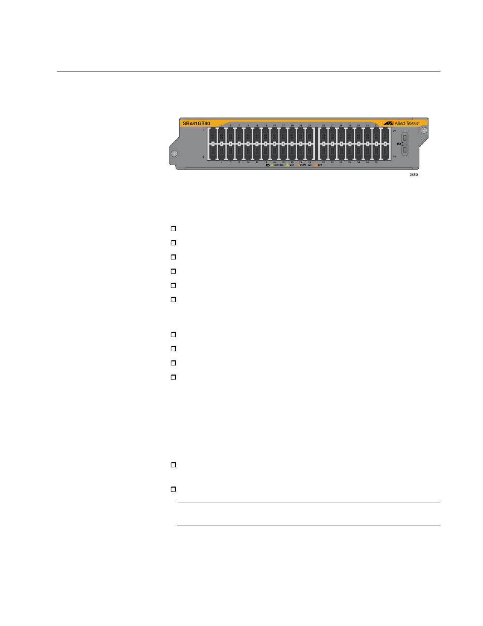 At-sbx81gt40 line card, Figure 17: at-sbx81gt40 line card | Allied Telesis AT-SBx81CFC960 User Manual | Page 41 / 322