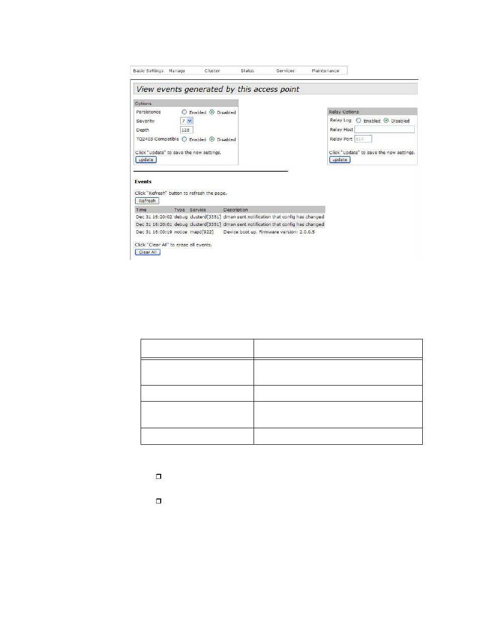 Table 18. event messages table | Allied Telesis AT-TQ Series User Manual | Page 122 / 172
