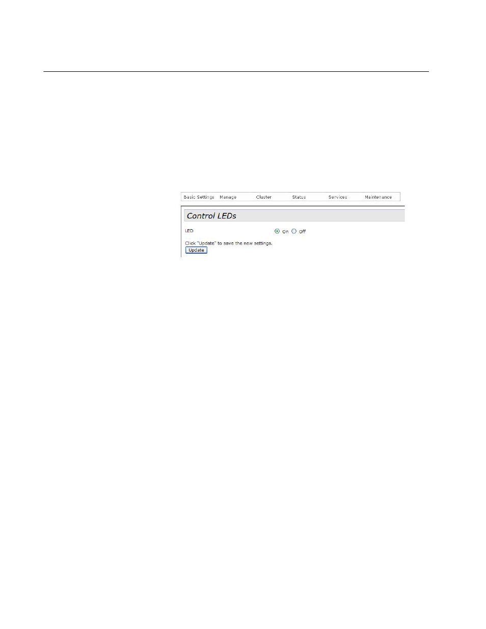 Enabling or disabling the leds, Figure 46: control leds window | Allied Telesis AT-TQ Series User Manual | Page 150 / 172