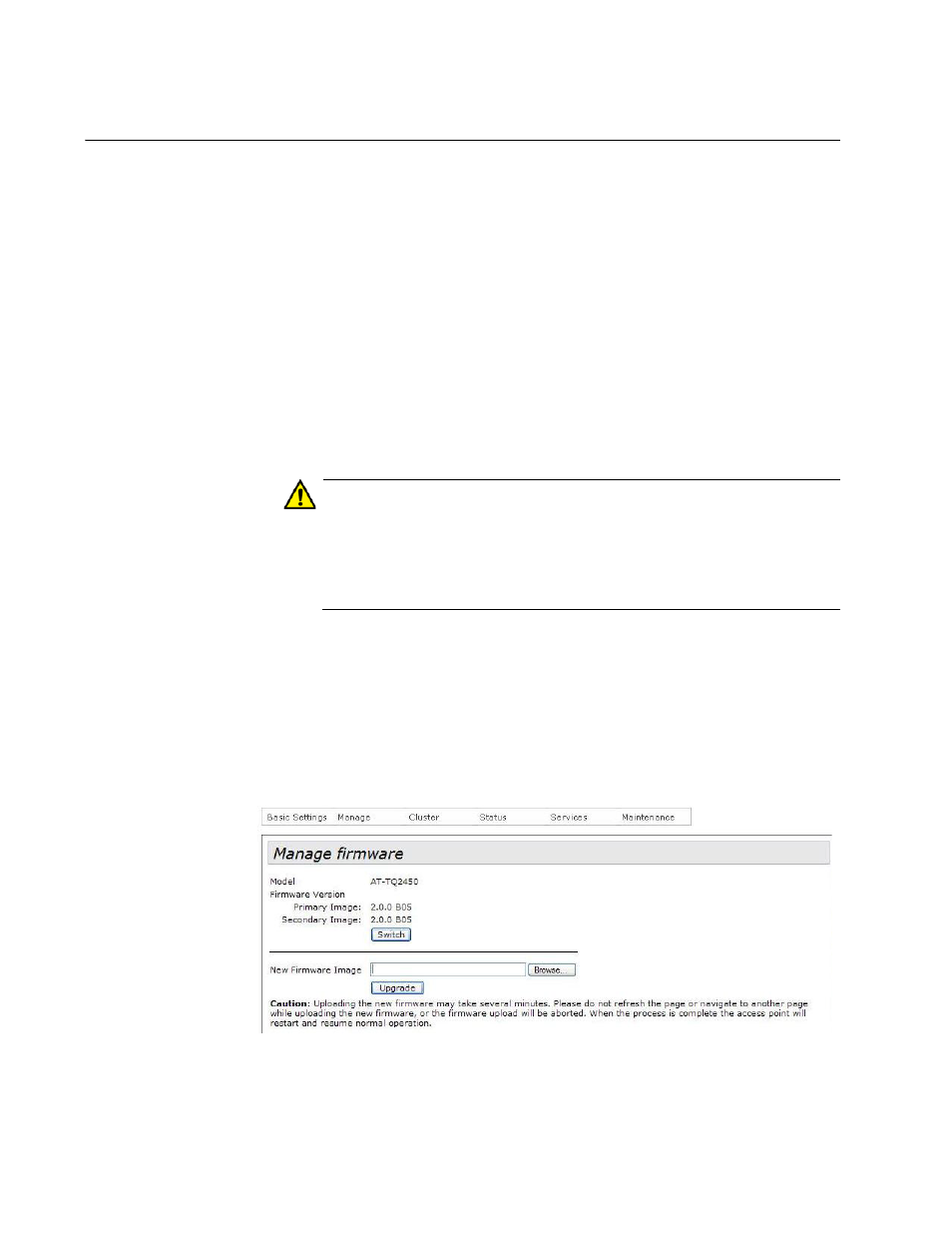 Manage firmware window | Allied Telesis AT-TQ Series User Manual | Page 168 / 172